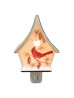 Porcelain Cardinal On Birdhouse Night Light With Gift Box